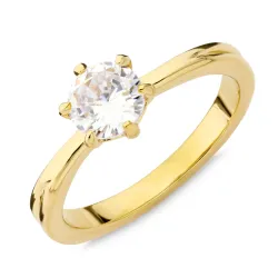 vandfast solitairering i forgyldt stål - OCEANA