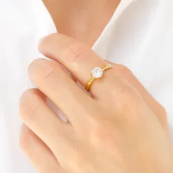 vandfast solitairering i forgyldt stål - OCEANA