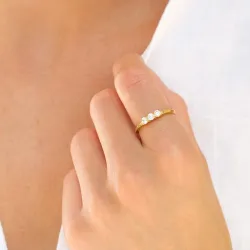 vandfast zirkon ring i forgyldt stål - OCEANA