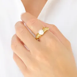 vandfast ring i forgyldt stål - OCEANA