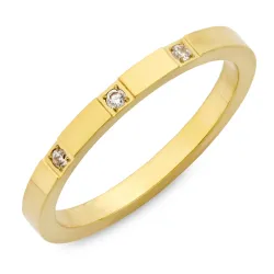 vandfast zirkon ring i forgyldt stål - OCEANA