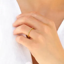 vandfast zirkon ring i forgyldt stål - OCEANA