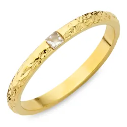 vandfast zirkon ring i forgyldt stål - OCEANA