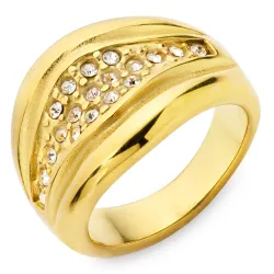 vandfast zirkon ring i forgyldt stål - OCEANA