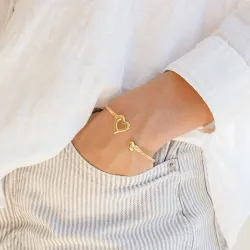 vandfast hjerte armring i forgyldt stål - OCEANA