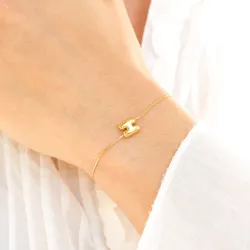 vandfast bogstav H armbånd i forgyldt stål - OCEANA