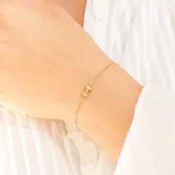 vandfast bogstav I armbånd i forgyldt stål - OCEANA