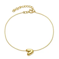 vandfast bogstav V armbånd i forgyldt stål - OCEANA