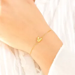 vandfast bogstav V armbånd i forgyldt stål - OCEANA