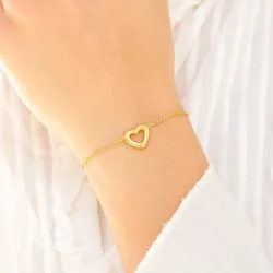 vandfast hjerte armbånd i forgyldt stål - OCEANA