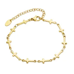 vandfast kors armbånd i forgyldt stål - OCEANA