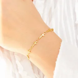 vandfast kors armbånd i forgyldt stål - OCEANA