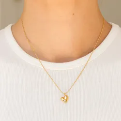 vandfast hjerte halskæde i forgyldt stål - OCEANA