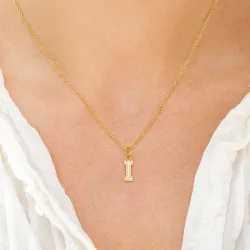 vandfast bogstav I zirkon Halskæde med vedhæng i forgyldt stål - OCEANA