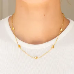 vandfast hjerte halskæde i forgyldt stål - OCEANA