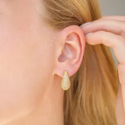 vandfaste dråbe zirkon øreringe i forgyldt stål - OCEANA