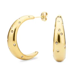 vandfaste zirkon halvcreoler i forgyldt stål - OCEANA