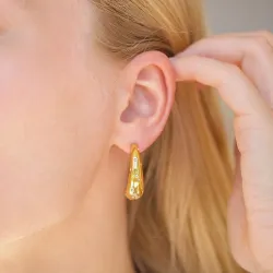 vandfaste zirkon halvcreoler i forgyldt stål - OCEANA