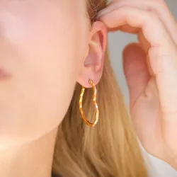 vandfaste hjerte creoler i forgyldt stål - OCEANA