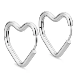 vandfaste hjerte creoler i stål - OCEANA