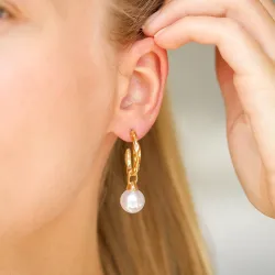 vandfaste perle halvcreoler i forgyldt stål - OCEANA