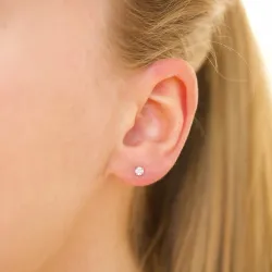 3 mm vandfaste zirkon solitaireørestikker i stål - OCEANA