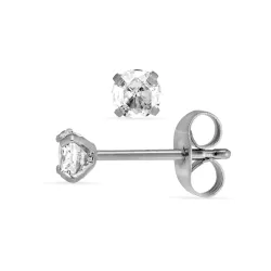 4 mm vandfaste zirkon solitaireørestikker i stål - OCEANA