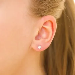 4 mm vandfaste zirkon solitaireørestikker i stål - OCEANA