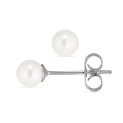 5 mm vandfaste hvid perle ørestikker i stål - OCEANA