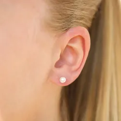 5 mm vandfaste hvid perle ørestikker i stål - OCEANA