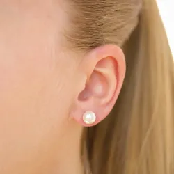 8 mm vandfaste hvid perle ørestikker i stål - OCEANA