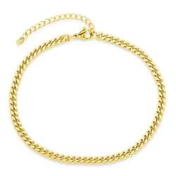 vandfast ankelkæde i forgyldt stål 22 + 5 cm x 4,0 mm  - OCEANA