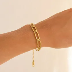 vandfast armbånd i forgyldt stål 16 + 5 cm x 7,0 mm  - OCEANA