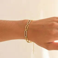 vandfast armbånd i forgyldt stål 16 + 5 cm x 7,0 mm  - OCEANA