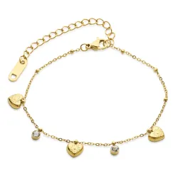 vandfast hjerte armbånd i forgyldt stål 17 + 5 cm x 7,4 mm  - OCEANA