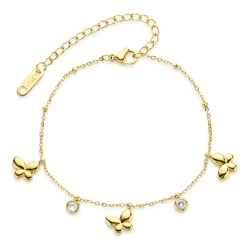 vandfast sommerfugle armbånd i forgyldt stål 17 + 5 cm x 8,9 mm  - OCEANA