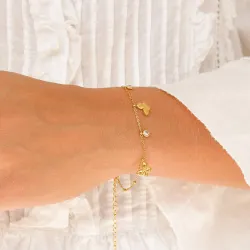 vandfast sommerfugle armbånd i forgyldt stål 17 + 5 cm x 8,9 mm  - OCEANA