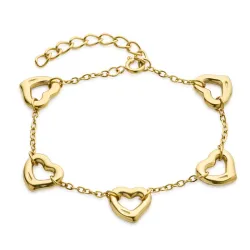 vandfast hjerte armbånd i forgyldt stål 16 + 4 cm x 11,0 mm  - OCEANA
