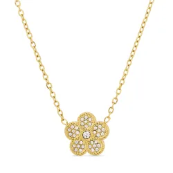 vandfast blomster halskæde i forgyldt stål - OCEANA