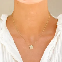 vandfast blomster halskæde i forgyldt stål - OCEANA