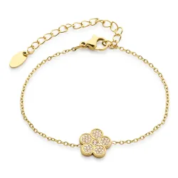 vandfast blomster armbånd i forgyldt stål - OCEANA