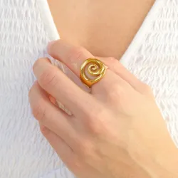 vandfast ring i forgyldt stål - OCEANA