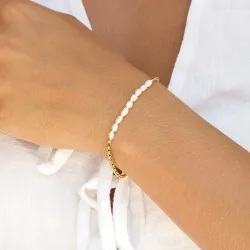 vandfast armbånd i forgyldt stål 17 cm x 3,8 mm  - OCEANA