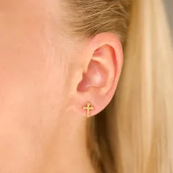 vandfaste kors øreringe i forgyldt stål - OCEANA