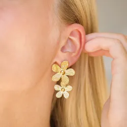 vandfaste blomster øreringe i forgyldt stål - OCEANA