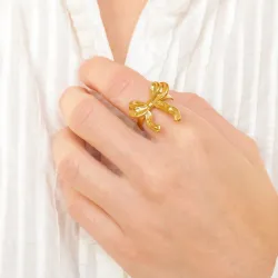 vandfast sløjfe justerbar ring i forgyldt stål - OCEANA