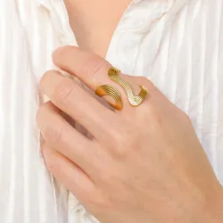 vandfast justerbar ring i forgyldt stål - OCEANA