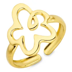 vandfast blomster ring i forgyldt stål - OCEANA