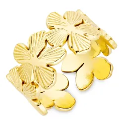 vandfast blomster ring i forgyldt stål - OCEANA