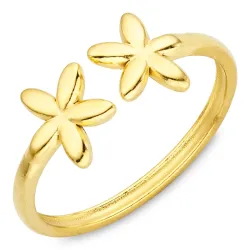 vandfast blomster ring i forgyldt stål - OCEANA